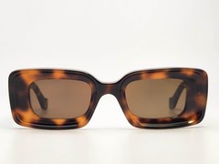LOEWE Rectangular Tortoise Shell Sunglasses LW40101I Gold Anagram Logo Luxury