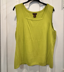 Multiples Green Solid Knit Square Neck Sleeveless Wide Strap Rayon/Nylon Tank XL