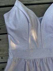 Windsor Lavender Solid Maxi Dress Women’s Size 7 V-Neck Strappy Sleeveless Zip