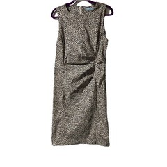 J. MCLAUGHLIN Stretch Leopard Print Side Pleats Sleeveless Dress Size 12
