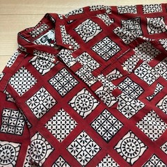 Engineered Garments Batik Pattern Pullover Shirt USA Made M Burgundy F/S