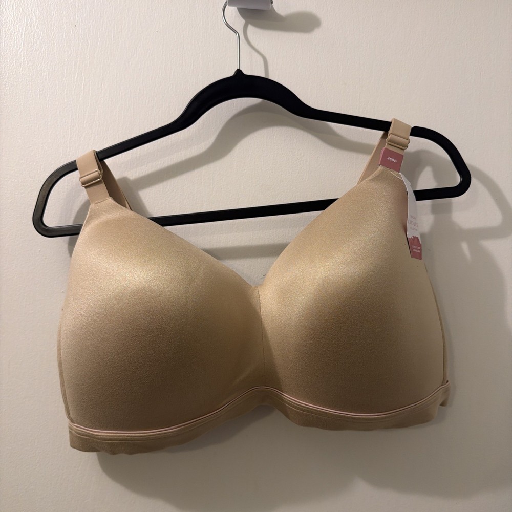 New Cacique Lightly Lined Full Coverage Bra Plus Sz 46DD Beige Nude NWT