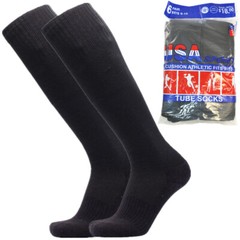 3-12 Pairs Mens Black Athletic Sports Cotton High Calf Tube Socks Size 9-15