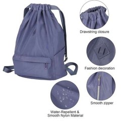 Drawstring Backpack Zipper Side Pocket Sport Gym Waterproof Cinch Sack Pack Bag