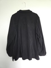 Goth Grunge basic layer Black Solid ButtonUp Shirt Collared Long Sleeve Womens L
