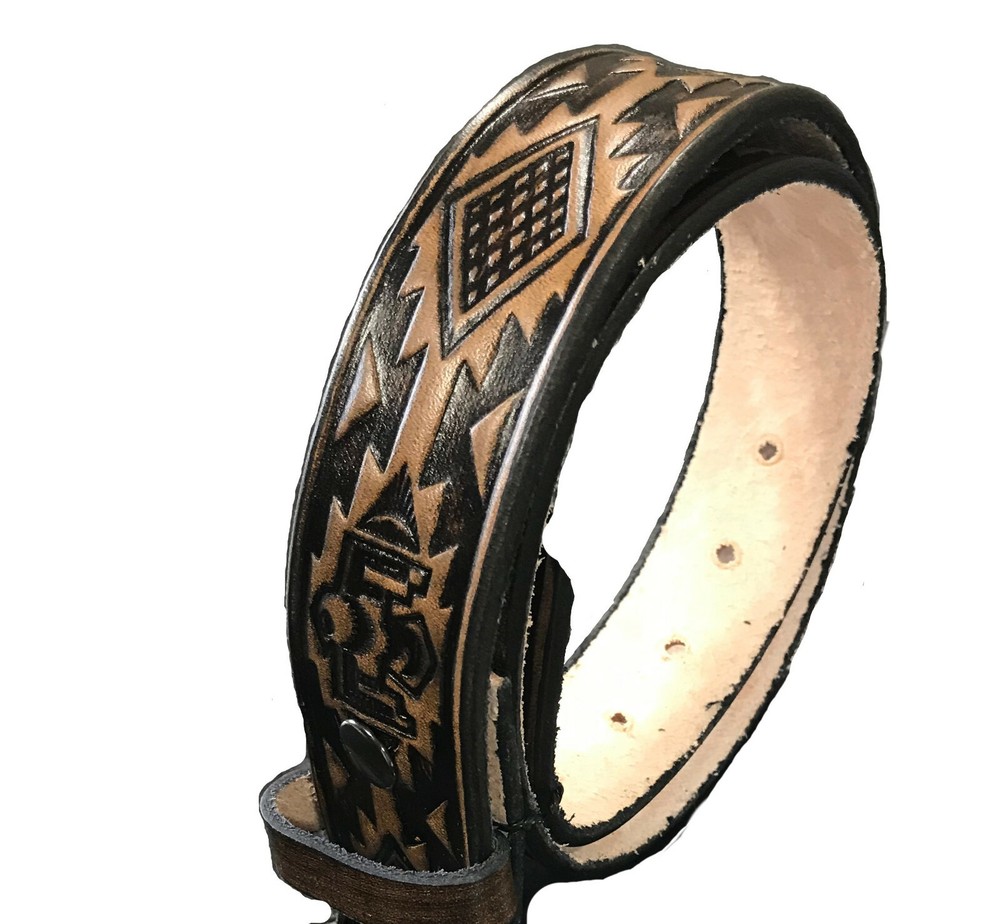 Native Indian Thunderbird Design Handmade Men Leather Belt Size 30-52