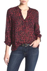 Casual Studio V-Neck Partial Button Blouse black /red abstract size L 155989