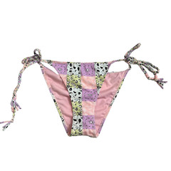 String bikini bottom Large pastel patchwork bandana pink purple swimsuit swim L