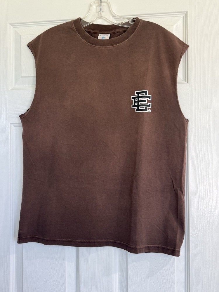 Eric Emanuel Basic EE Cutoff Tee Washed Dark Brown Size Small Worn Twice