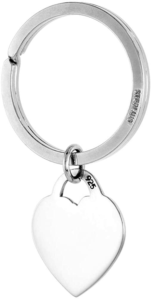 Sterling Silver Split Ring Key Ring with Tags for Engraving Personalizing 33mm