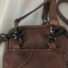 Frye Cognac Solid Rectangle Crossbody Bag Zip/Snap Closure Detachable Strap