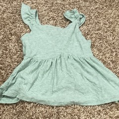 Art Class Green Solid Knit Square Neck Peplum Tank Top Bow Ruffle Size M (8)