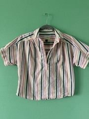 Universal Thread Striped Collared Short Sleeve Pullover Blouse Womens XS