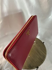 Authentic EUC Prada Large Raspberry Saffiano Leather Wallet w COA