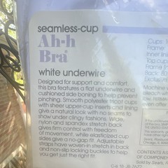 Sears Ah-h Bra Seamless Bra Underwire Tricot White 38D M76726