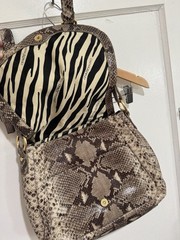 Cynthia Rowley leather python snake print Snakeskin Bag Purse Animal Print