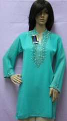 Blouse 623 Solid Color Georgette Gold Detail Cocktail Wear Medium Size Kurti