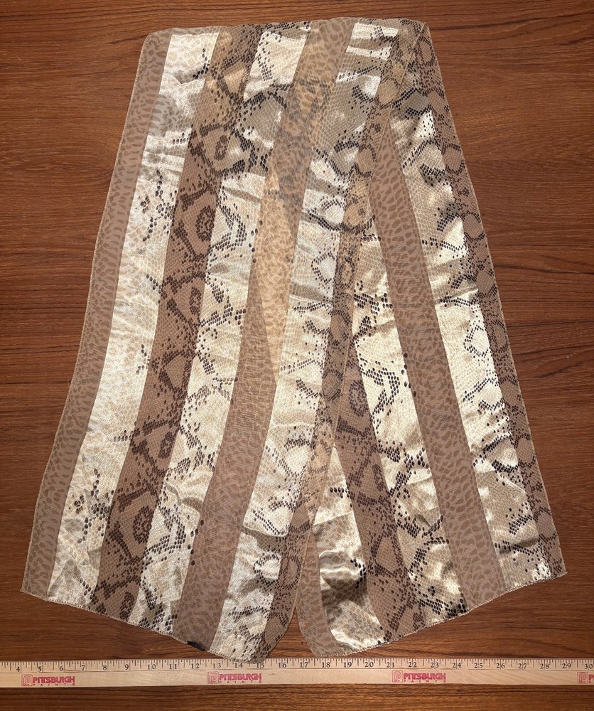 vintage rectangular scarf 100% polyester Silk Feel Korea shimmering snake skin