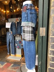Random Vintage Upcycled Patchwork Flannel Jeans Recycled Mixed Colours Unisex