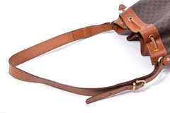 CELINE Macadam Blason Drawstring Bucket Shoulder Bag Purse Vintage Brown Auth