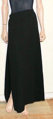 Zoran black wool full length side slit elastic waist skirt