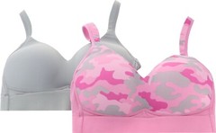 Rhonda Shear 2Pc Molded Cup Bra Mesh Back Pink Camo Gray 2X NWOT (470)