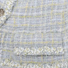 [Returns accepted] CHANEL Coco Button Tweed Collarless Jacket Outerwear 34 Blue