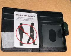 RFID Blocking ID & Badge Holder Wallet, Black Solid Faux Leather
