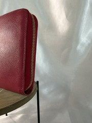 Authentic EUC Prada Large Raspberry Saffiano Leather Wallet w COA