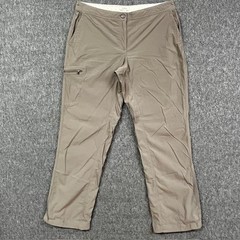 L.L.Bean Pants Womens 12 REG Taupe Stretch Nylon Hiking Zip Pocket Cargo Slim