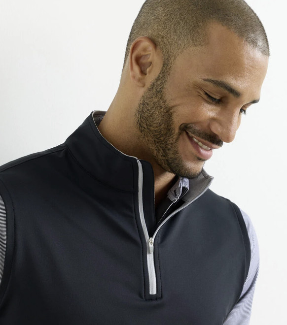 Peter Millar Men’s Solid Zip Vest Stand-Up Collar Sleeveless Short