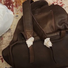 Brown Solid Backpack Buckle Accent Silver Hardware Inner Outer Pockets