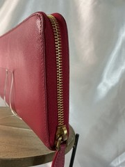 Authentic EUC Prada Large Raspberry Saffiano Leather Wallet w COA