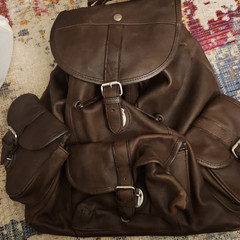 Brown Solid Backpack Buckle Accent Silver Hardware Inner Outer Pockets