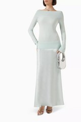 BNWT CHRISTOPHER ESBER MINT SHOULDERLESS CASHMERE MONUMENT DRESS – SIZE M
