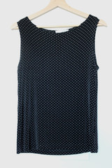 Vtg Ronni Nicole Black Micro Polka Dot Tank Top S Small Stretch 90s Y2K Indie