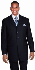 Men’s Basic Polyester 3 button Jacket with Pant Suit Set Black By Milano Moda
