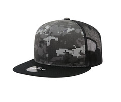 Solid Blank Plain Mesh Flat Bill Snapback Panel Trucker Baseball Ball Cap Hat