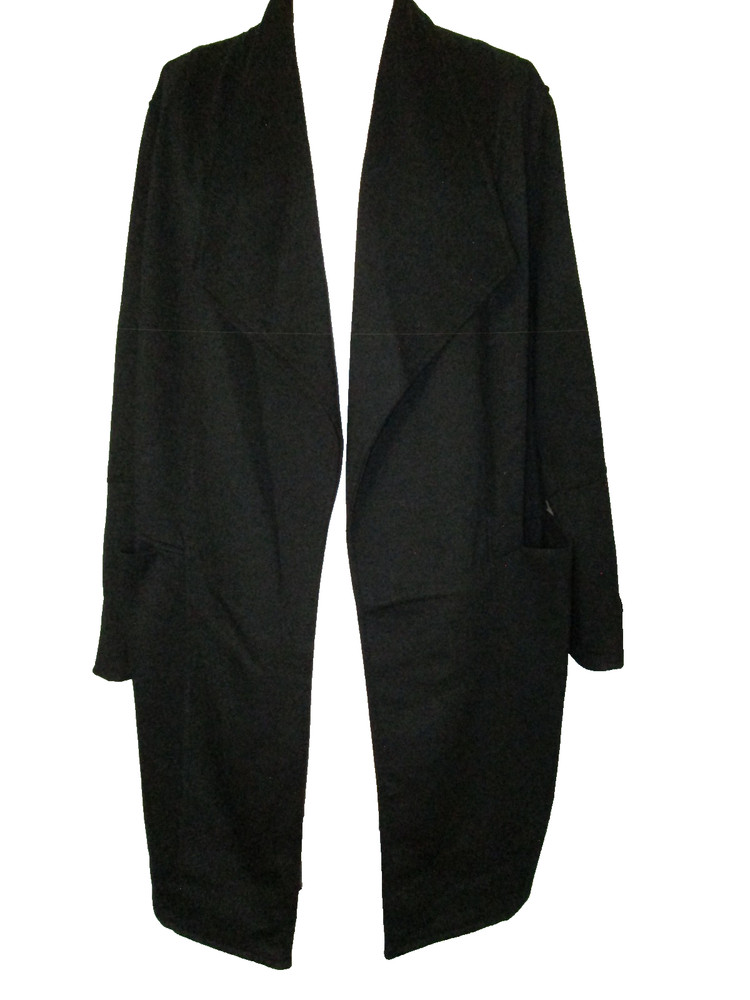 MAX STUDIO BLACK UNLINED KNEE LENGTH OPEN FRONT JKT SZ 1X EXC COND ALL SEASONS