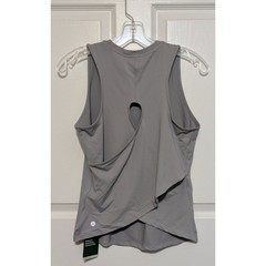 Halara Gray Cut Out Crossover Hem Solid Athletic Yoga Tank Top, Size XS